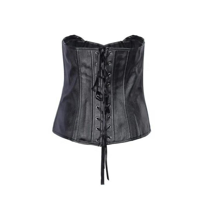 RAY'S Corsets for Women Faux Leather Corset Top Steampunk Corsets Zipper Bustier Pirate Costume