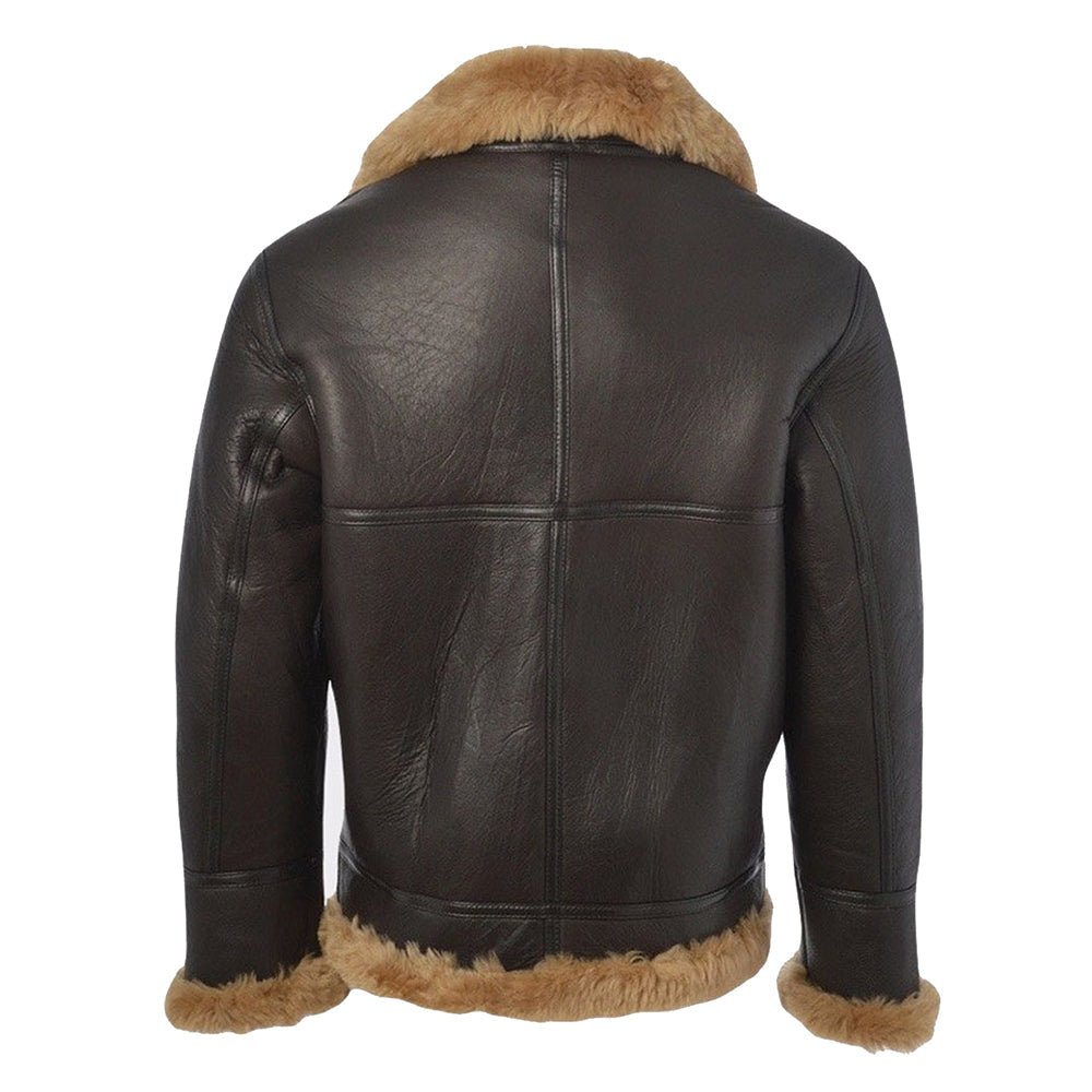 Ray's Leather Bomber Jackets For Men Real Sheepskin B3 Aviator Leather Jacket With Thick Shearling Sheepskin