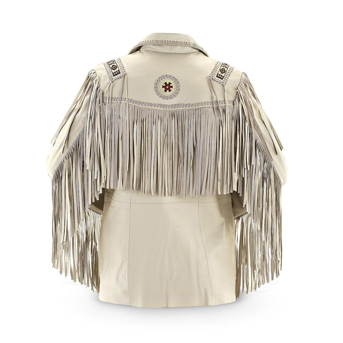 Western Men Cowboy White Cow Suede Leather Jacket