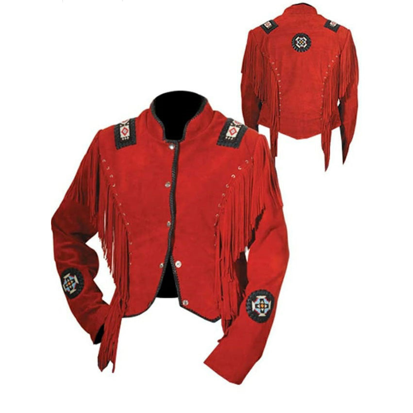 RAYS WESTREN SHORT SUEDE RED LEATHER JACKET
