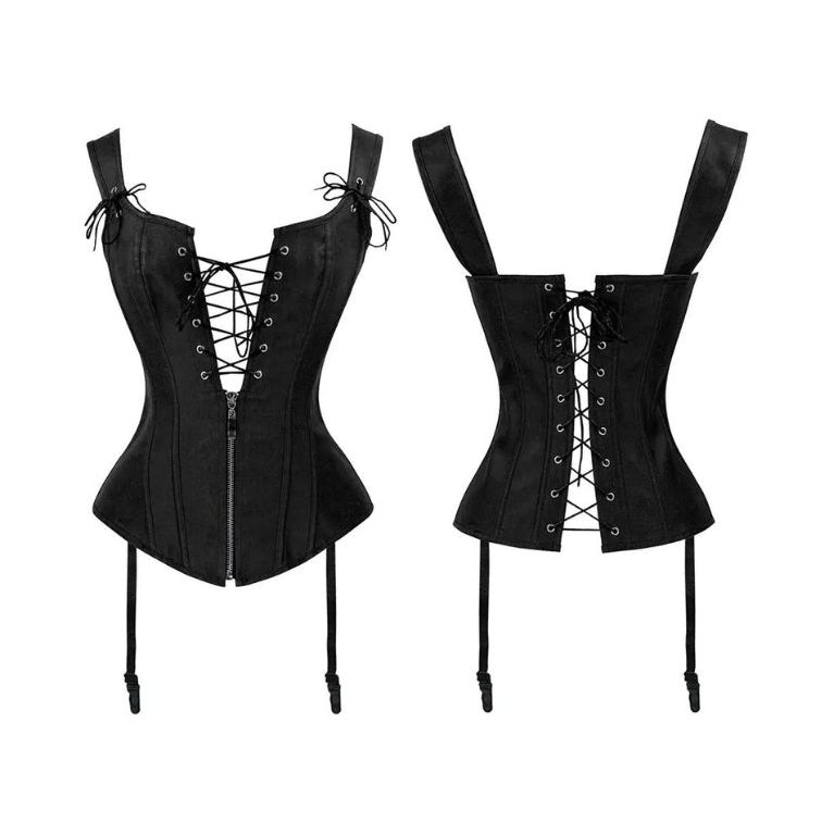 RAY'S Corsets for Women Faux Leather Corset Top Steampunk Corsets Zipper Bustier Pirate Costume