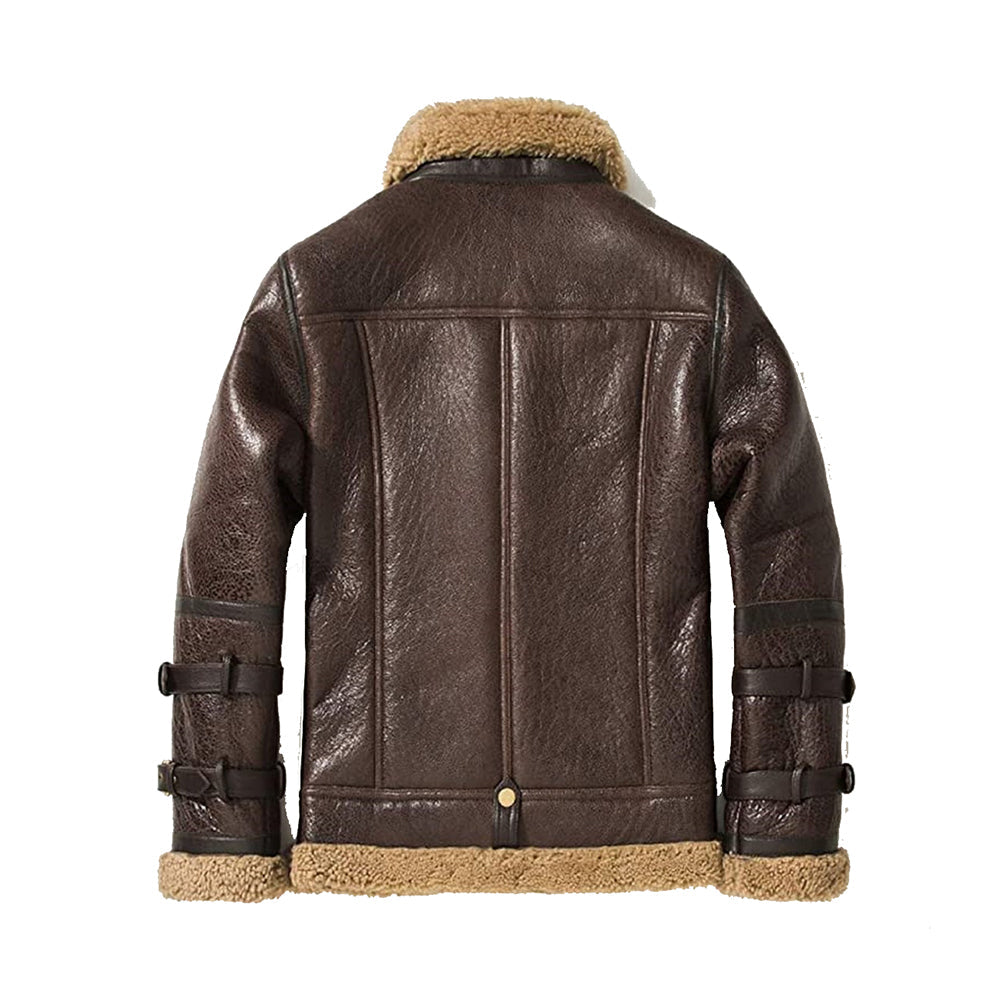 Ray's Leather Bomber Jackets For Men Real Sheepskin B3 Aviator Leather Jacket With Thick Shearling Sheepskin