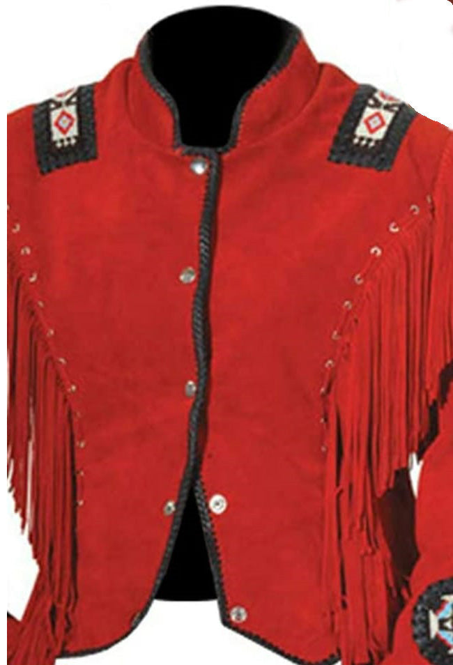 RAYS WESTREN SHORT SUEDE RED LEATHER JACKET