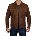 RAYS DARK BROWN WESTREN SUEDE LEATHER JACKET, ADULT SIZE
