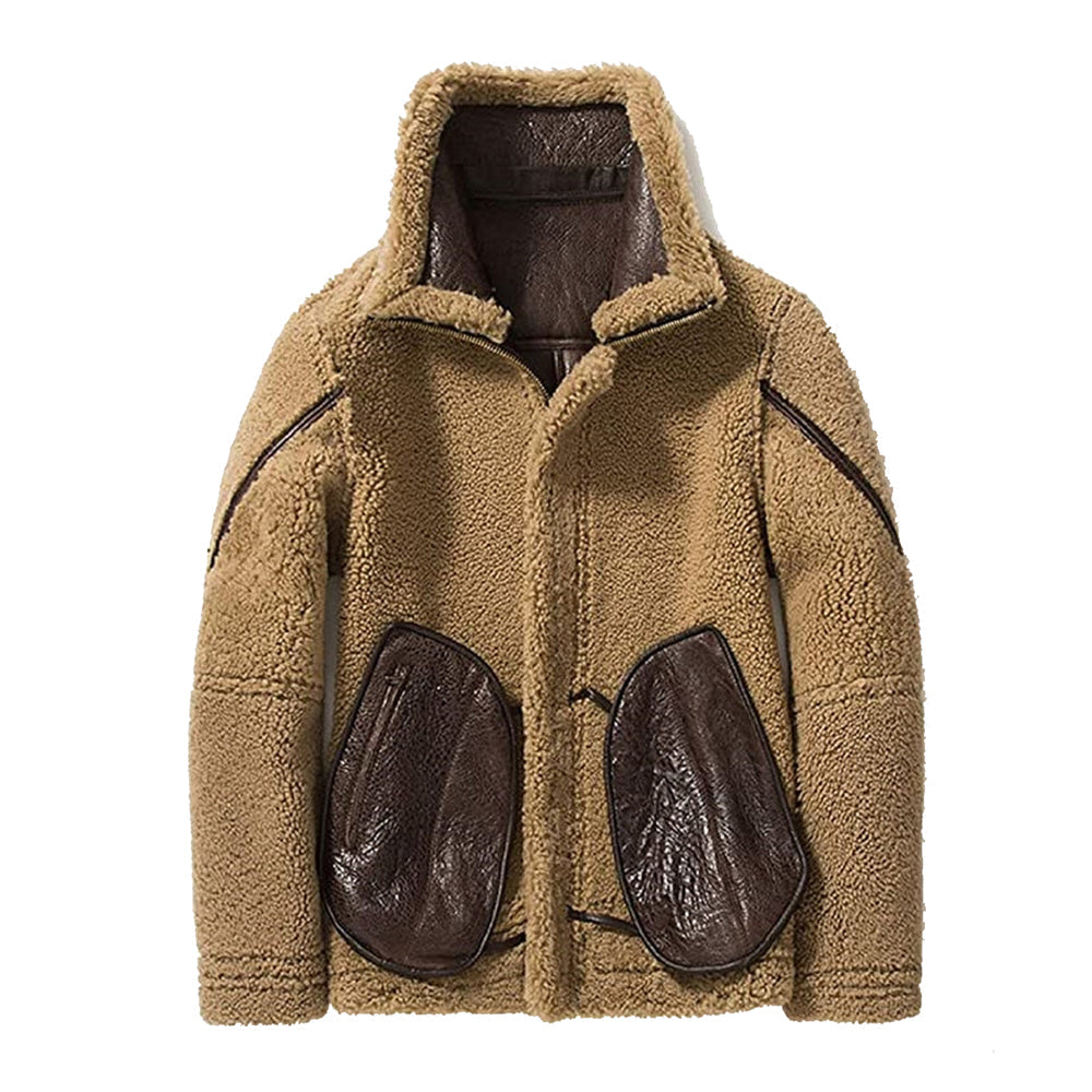 Ray's Leather Bomber Jackets For Men Real Sheepskin B3 Aviator Leather Jacket With Thick Shearling Sheepskin