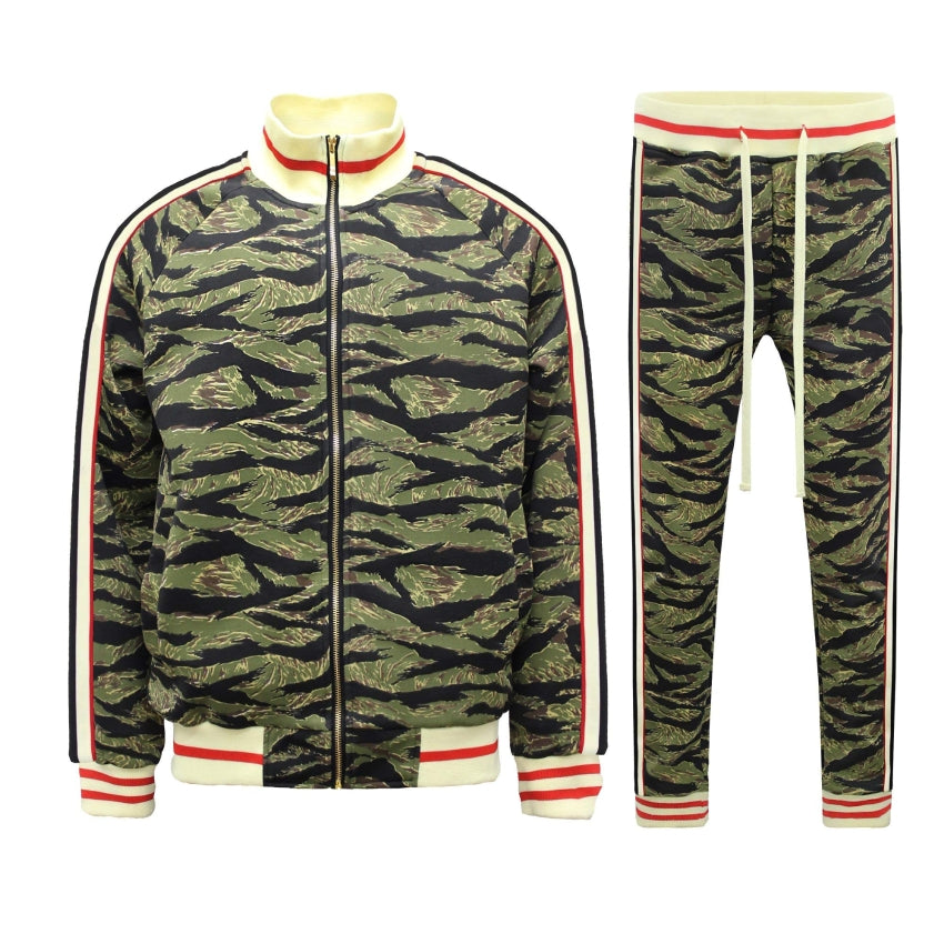 RAY'S Unisex Athletic Tracksuit Set,Cambo Pattern, 2-Piece Polyester, Long Sleeve with Side Zip Pockets, Athletic Regular Fit