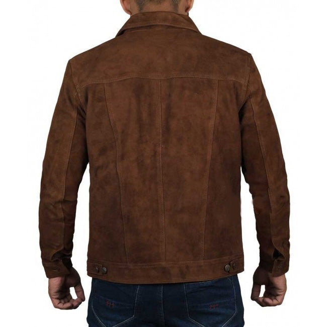RAYS DARK BROWN WESTREN SUEDE LEATHER JACKET, ADULT SIZE