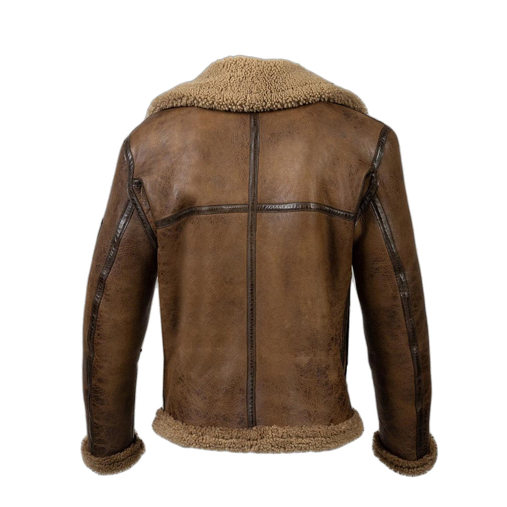 Ray's Leather Bomber Jackets For Men Real Sheepskin B3 Aviator Leather Jacket With Thick Shearling Sheepskin