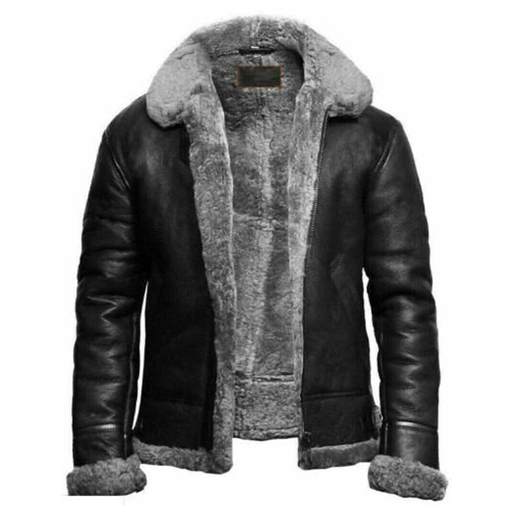 RAY'S WESTERN Leather Jacket Men Shearling Sheepskin