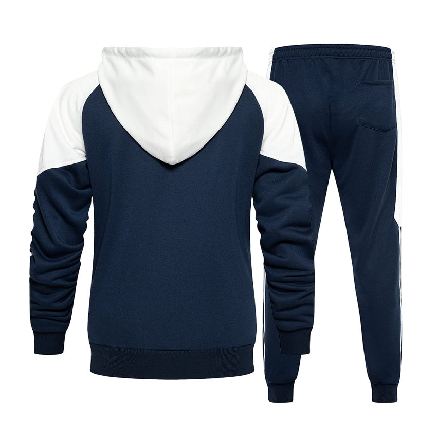 Men's Tracksuit Set, Colour Block Design in different colour, Hooded Sweatshirt with Matching Jogger Pants