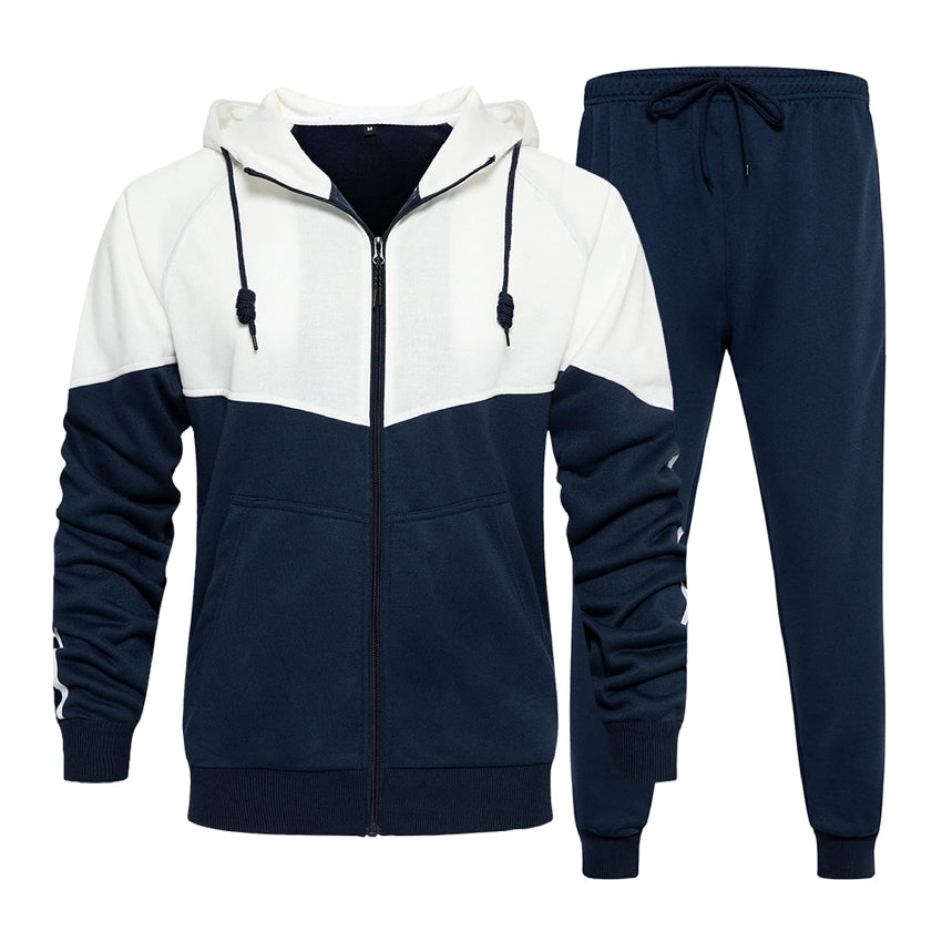 Men's Tracksuit Set, Colour Block Design in different colour, Hooded Sweatshirt with Matching Jogger Pants