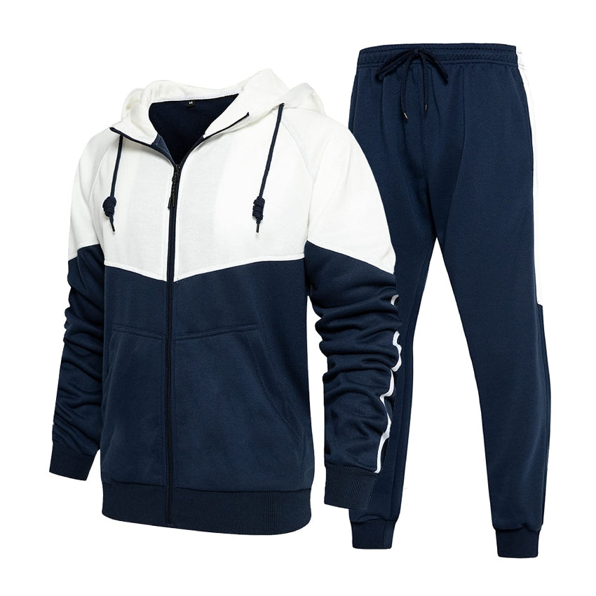 Men's Tracksuit Set, Colour Block Design in different colour, Hooded Sweatshirt with Matching Jogger Pants