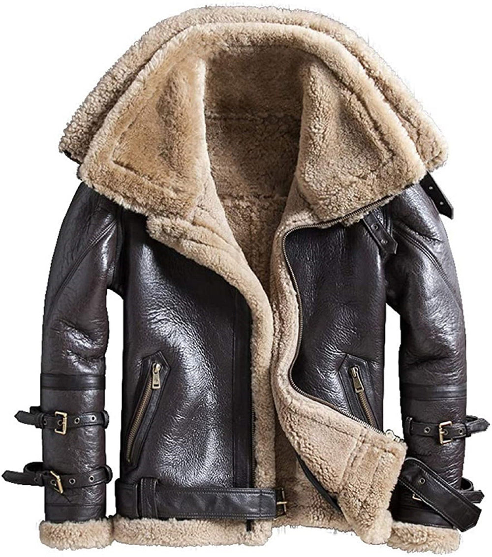 RAY'S WESTERN Leather Jacket Men Shearling Sheepskin