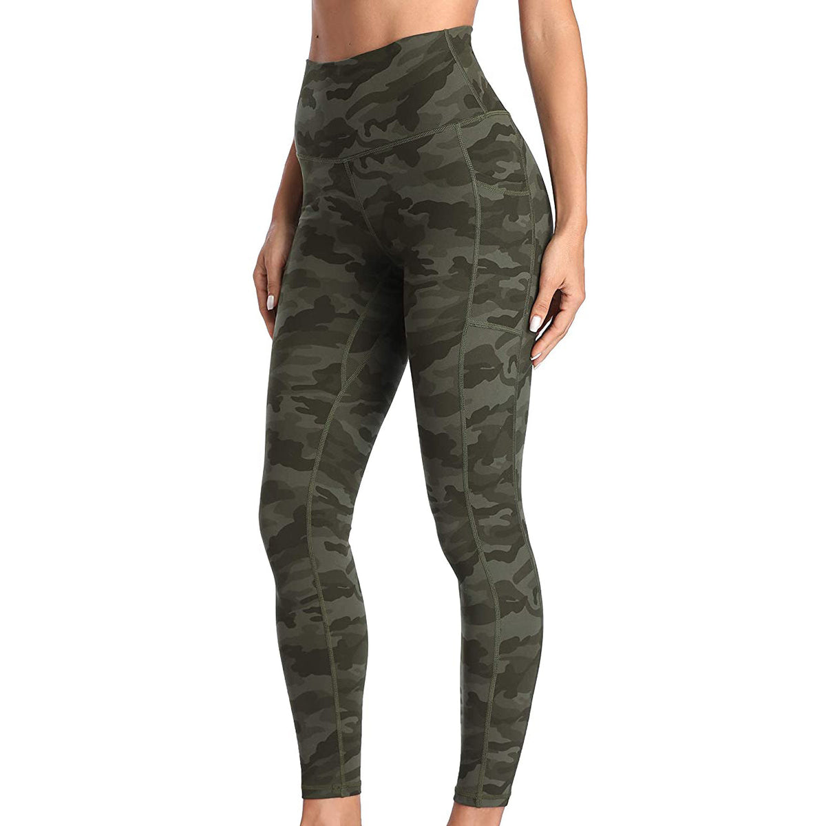 RAY'S  camouflage pattern Thick High Waist Yoga Pants with Pockets, Tummy Control Workout Running Yoga Leggings for Women