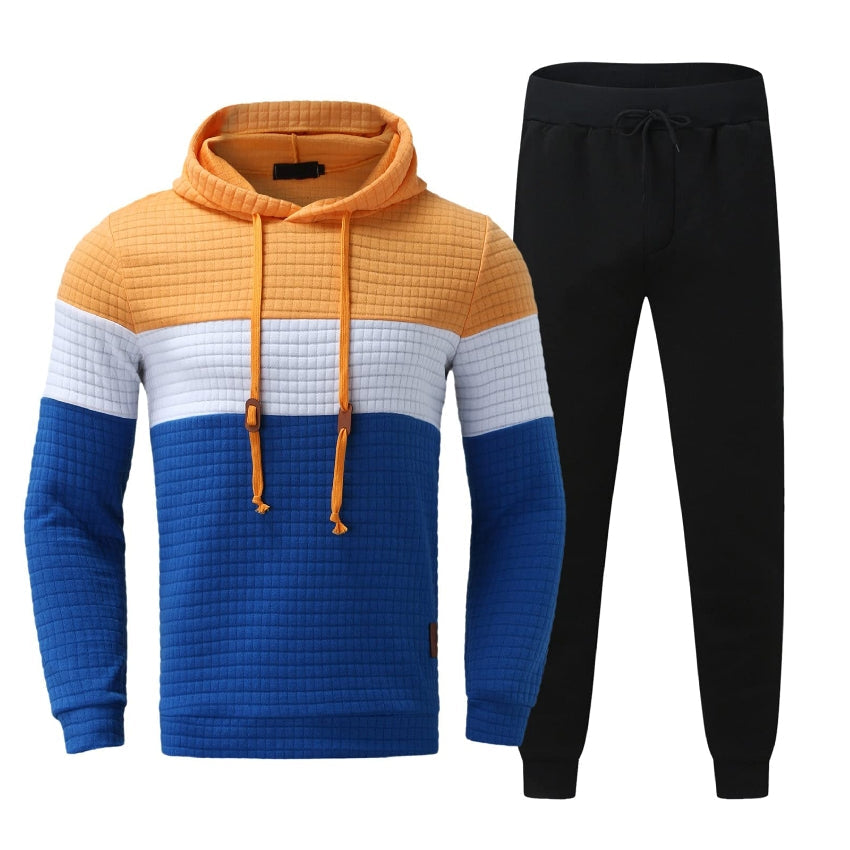 Men's Tracksuit Set, Colour Block Design in different colour, Hooded Sweatshirt with Matching Jogger Pants