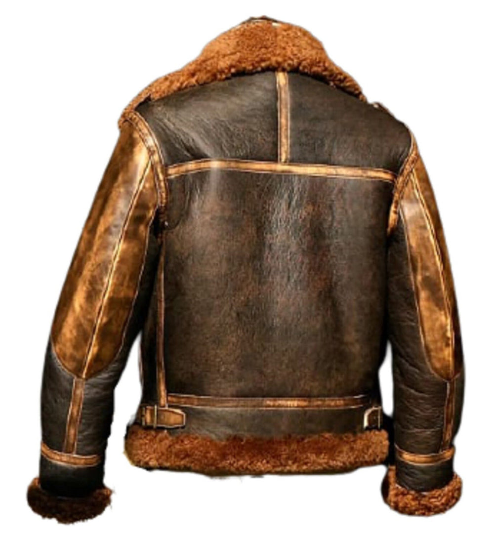 Ray's Leather Bomber Jackets For Men Real Sheepskin B3 Aviator Leather Jacket With Thick Shearling Sheepskin