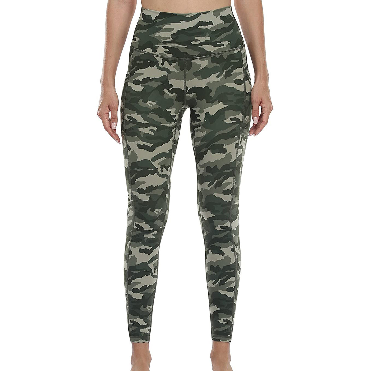 RAY'S  camouflage pattern Thick High Waist Yoga Pants with Pockets, Tummy Control Workout Running Yoga Leggings for Women