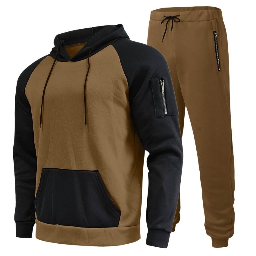 Men's Tracksuit Set, Colour Block Design in different colour, Hooded Sweatshirt with Matching Jogger Pants
