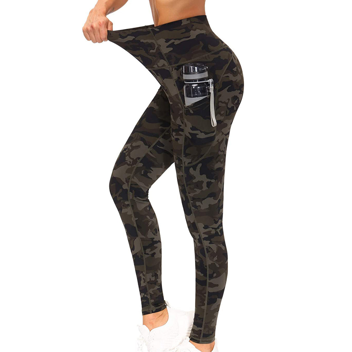 RAY'S  camouflage pattern Thick High Waist Yoga Pants with Pockets, Tummy Control Workout Running Yoga Leggings for Women