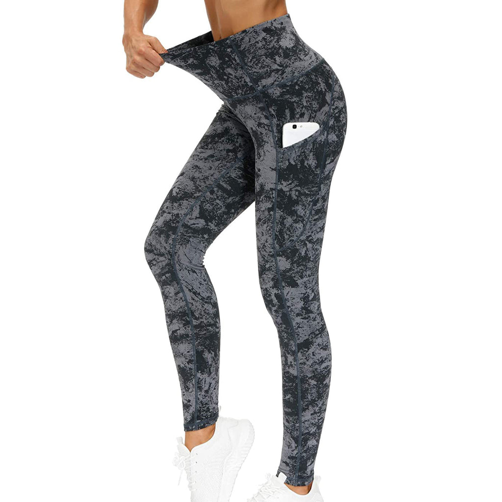 RAY'S Women's Sports Leggings, Marble Pattern High Waist Yoga Pants, Running Stretch Tights Workout Trousers for Yoga, Running, Dance, Fitnes, Cycling, Casual
