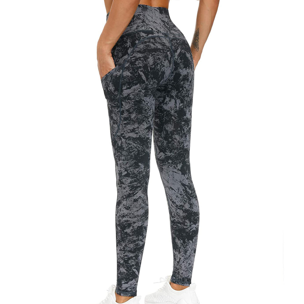 RAY'S Women's Sports Leggings, Marble Pattern High Waist Yoga Pants, Running Stretch Tights Workout Trousers for Yoga, Running, Dance, Fitnes, Cycling, Casual
