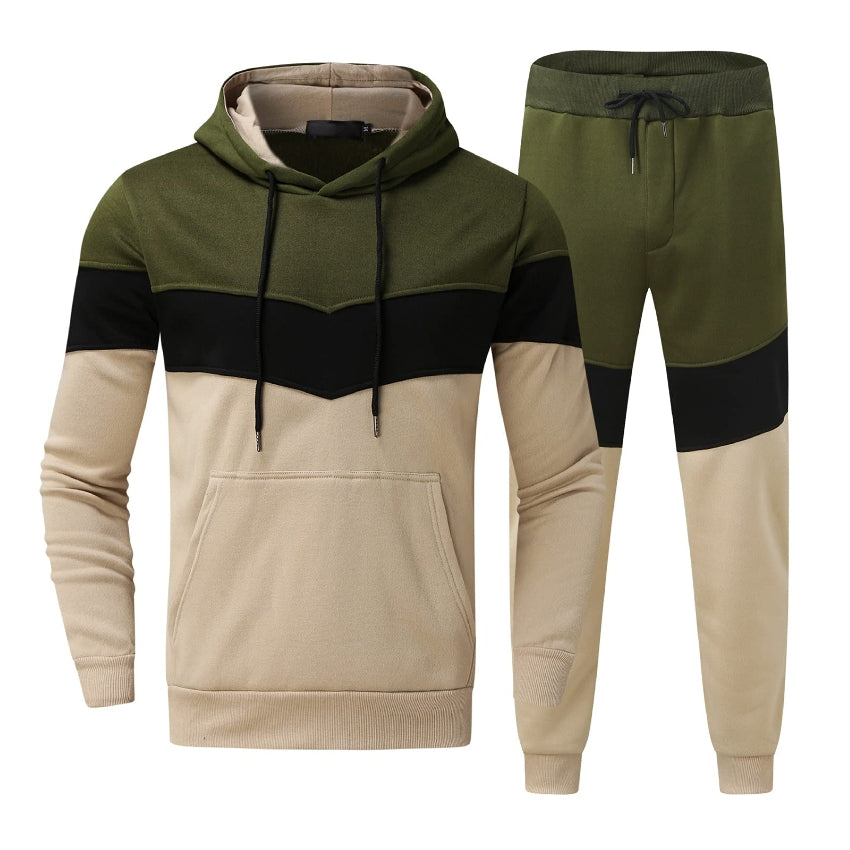 Men's Tracksuit Set, Colour Block Design in different colour, Hooded Sweatshirt with Matching Jogger Pants