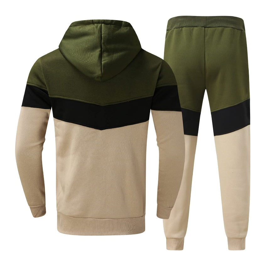 Men's Tracksuit Set, Colour Block Design in different colour, Hooded Sweatshirt with Matching Jogger Pants