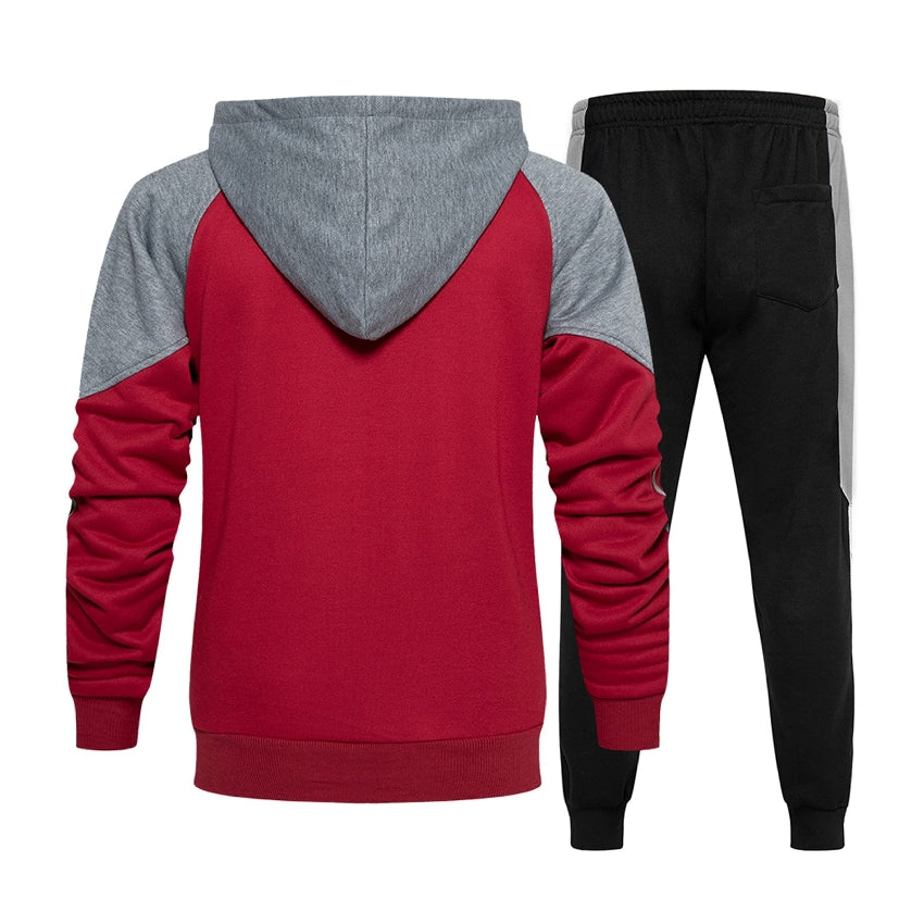 Men's Tracksuit Set, Colour Block Design in different colour, Hooded Sweatshirt with Matching Jogger Pants