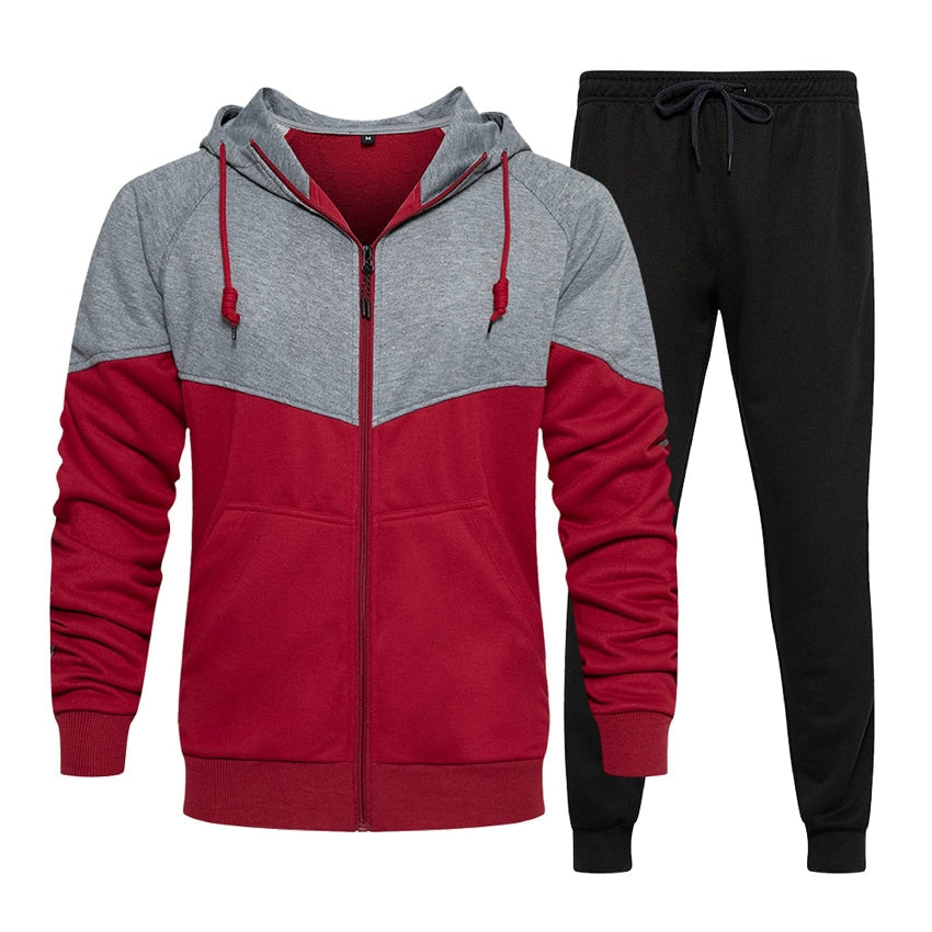Men's Tracksuit Set, Colour Block Design in different colour, Hooded Sweatshirt with Matching Jogger Pants