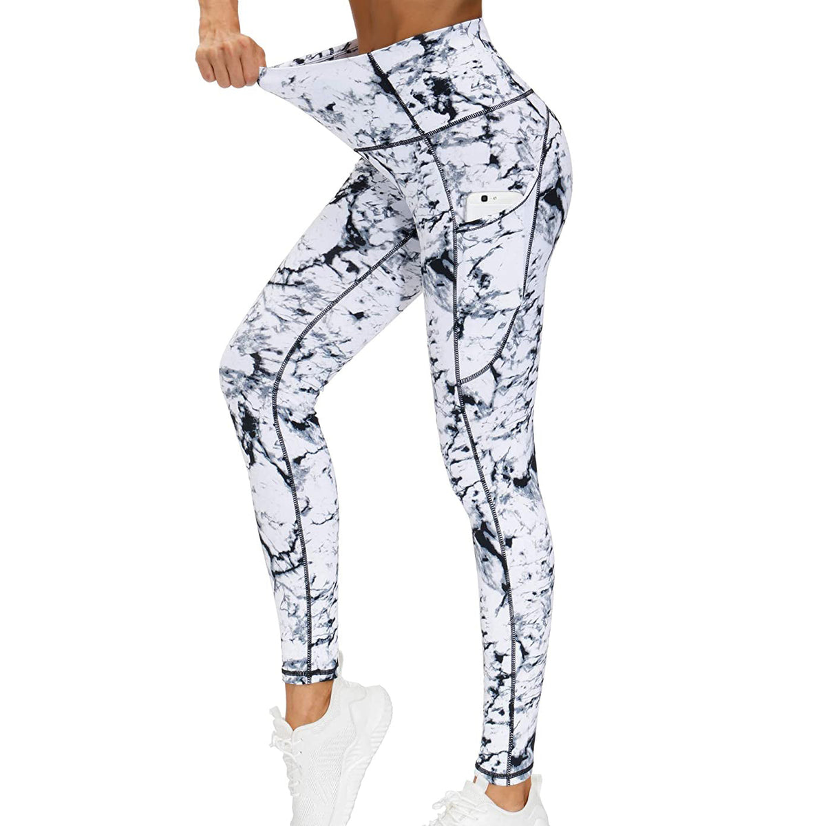 RAY'S Women's Sports Leggings, Marble Pattern High Waist Yoga Pants, Running Stretch Tights Workout Trousers for Yoga, Running, Dance, Fitnes, Cycling, Casual
