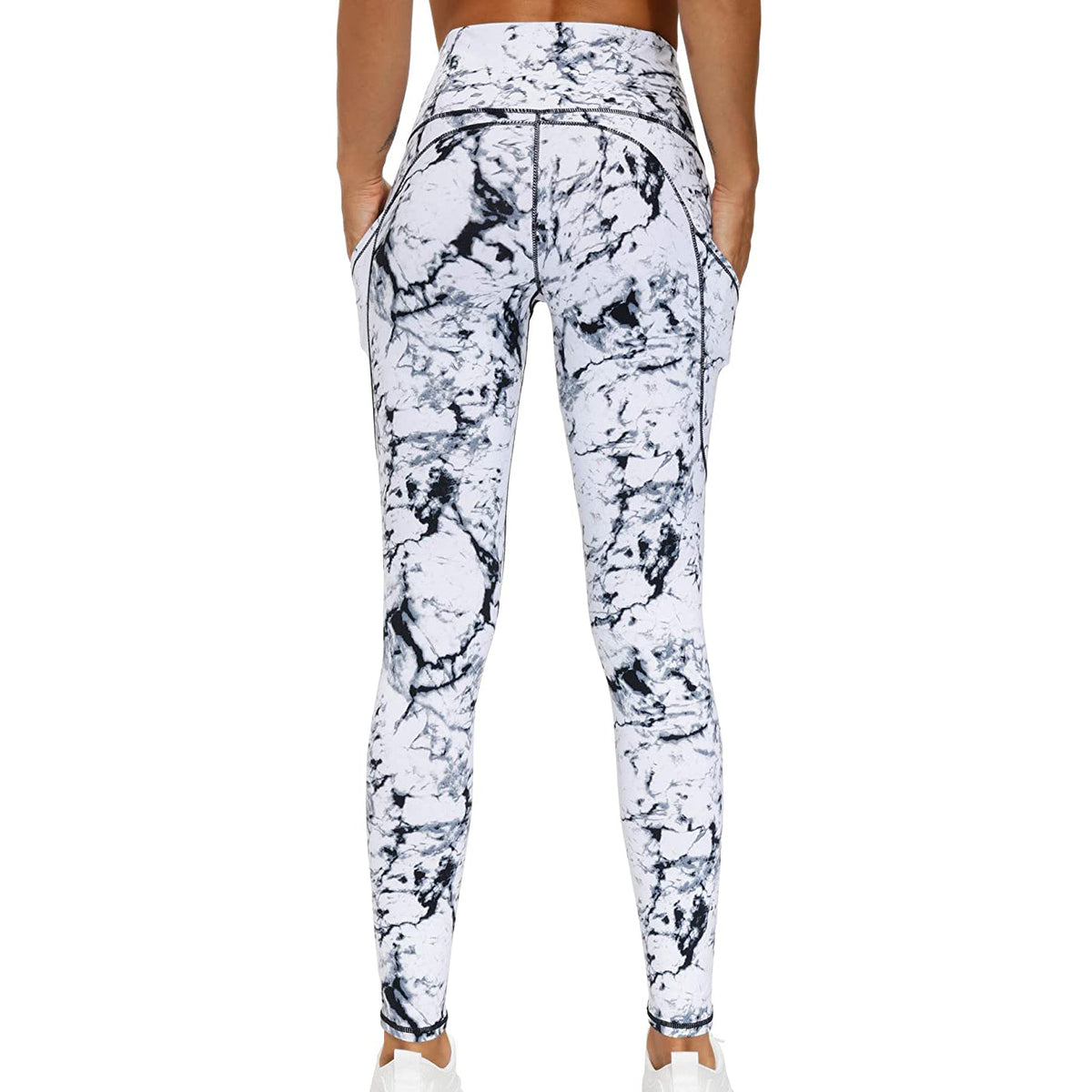 RAY'S Women's Sports Leggings, Marble Pattern High Waist Yoga Pants, Running Stretch Tights Workout Trousers for Yoga, Running, Dance, Fitnes, Cycling, Casual