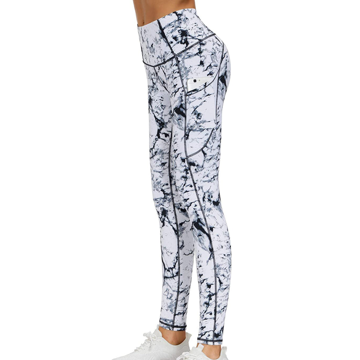 RAY'S Women's Sports Leggings, Marble Pattern High Waist Yoga Pants, Running Stretch Tights Workout Trousers for Yoga, Running, Dance, Fitnes, Cycling, Casual