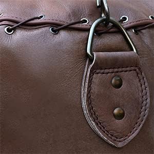 RAY'S Heavy Punching Bag, Brown Genuine Leather, 5 Feet, Unfilled, with Chain and Metal D-Rings
