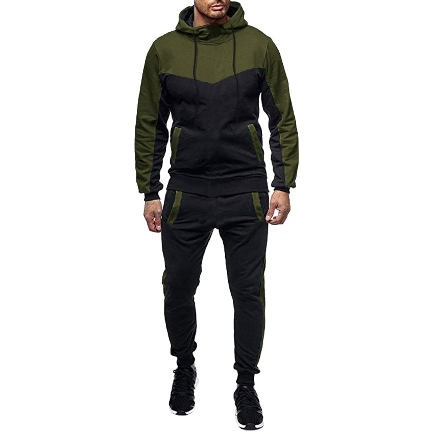 Men's Tracksuit Set, Colour Block Design in different colour, Hooded Sweatshirt with Matching Jogger Pants
