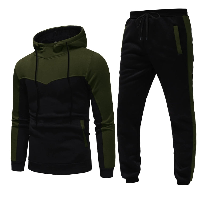Men's Tracksuit Set, Colour Block Design in different colour, Hooded Sweatshirt with Matching Jogger Pants