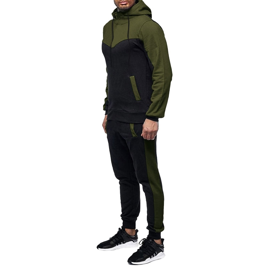 Men's Tracksuit Set, Colour Block Design in different colour, Hooded Sweatshirt with Matching Jogger Pants