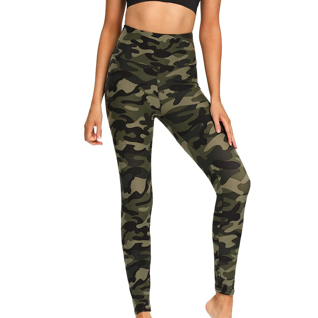 RAY'S  camouflage pattern Thick High Waist Yoga Pants with Pockets, Tummy Control Workout Running Yoga Leggings for Women