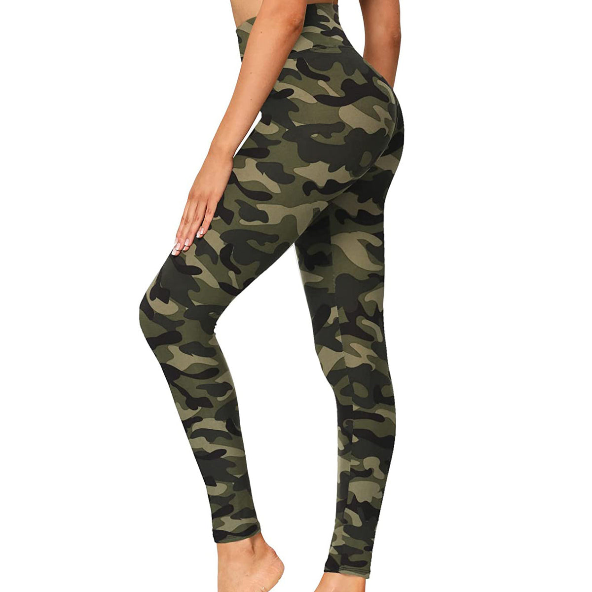 RAY'S  camouflage pattern Thick High Waist Yoga Pants with Pockets, Tummy Control Workout Running Yoga Leggings for Women
