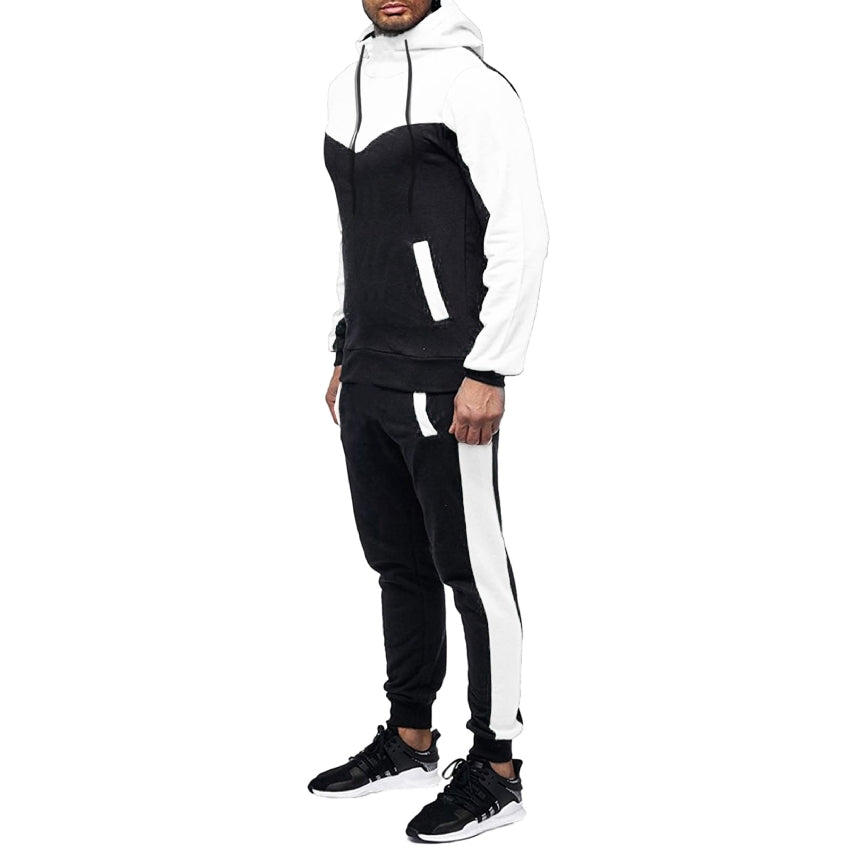 Men's Tracksuit Set, Colour Block Design in different colour, Hooded Sweatshirt with Matching Jogger Pants