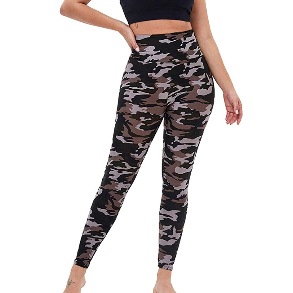 RAY'S  camouflage pattern Thick High Waist Yoga Pants with Pockets, Tummy Control Workout Running Yoga Leggings for Women
