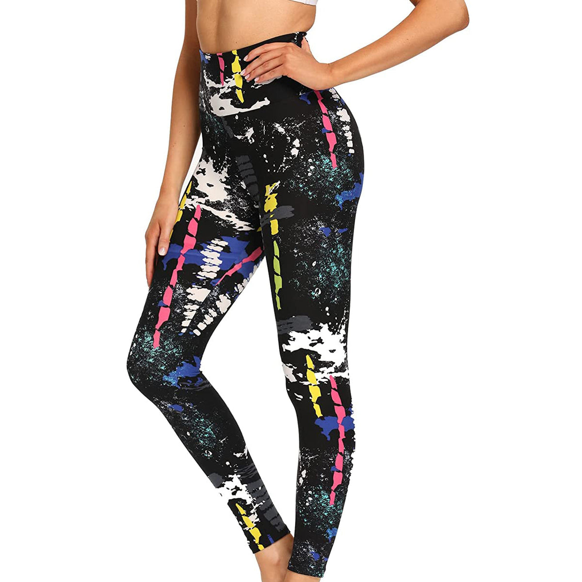 RAY'S Women's Sports Leggings, Marble Pattern High Waist Yoga Pants, Running Stretch Tights Workout Trousers for Yoga, Running, Dance, Fitnes, Cycling, Casual