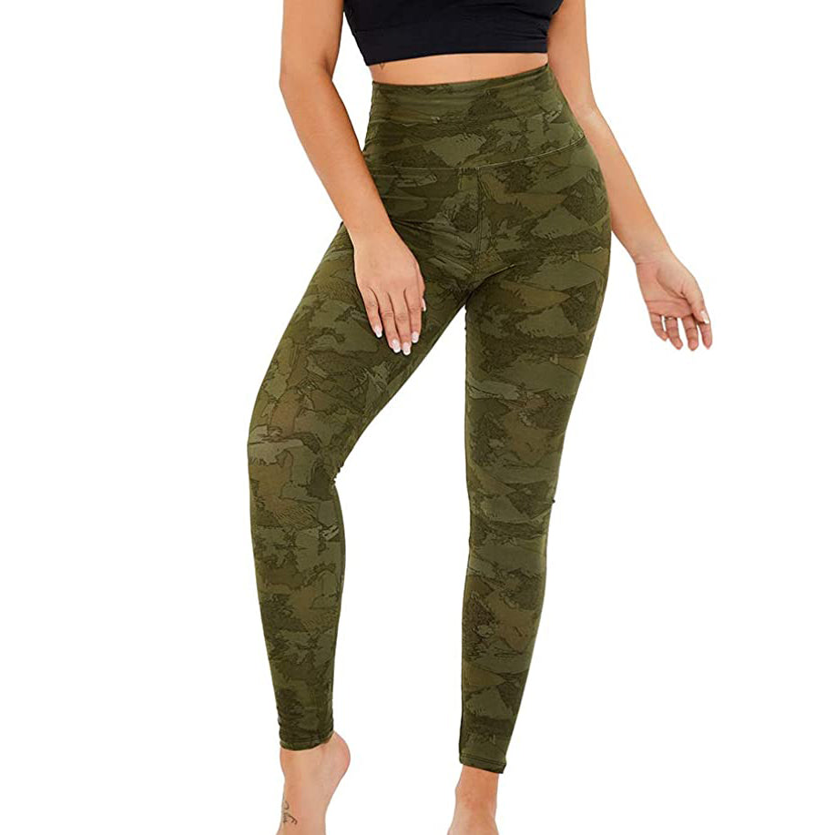 RAY'S  camouflage pattern Thick High Waist Yoga Pants with Pockets, Tummy Control Workout Running Yoga Leggings for Women