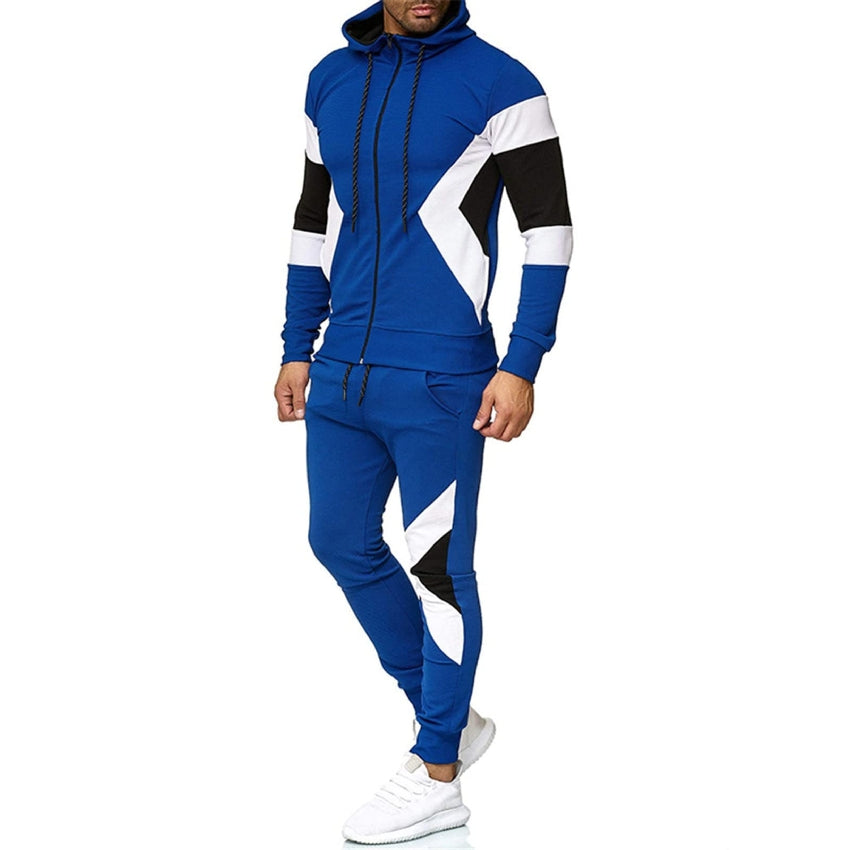 Men's Tracksuit Set, Colour Block Design in different colour, Hooded Sweatshirt with Matching Jogger Pants