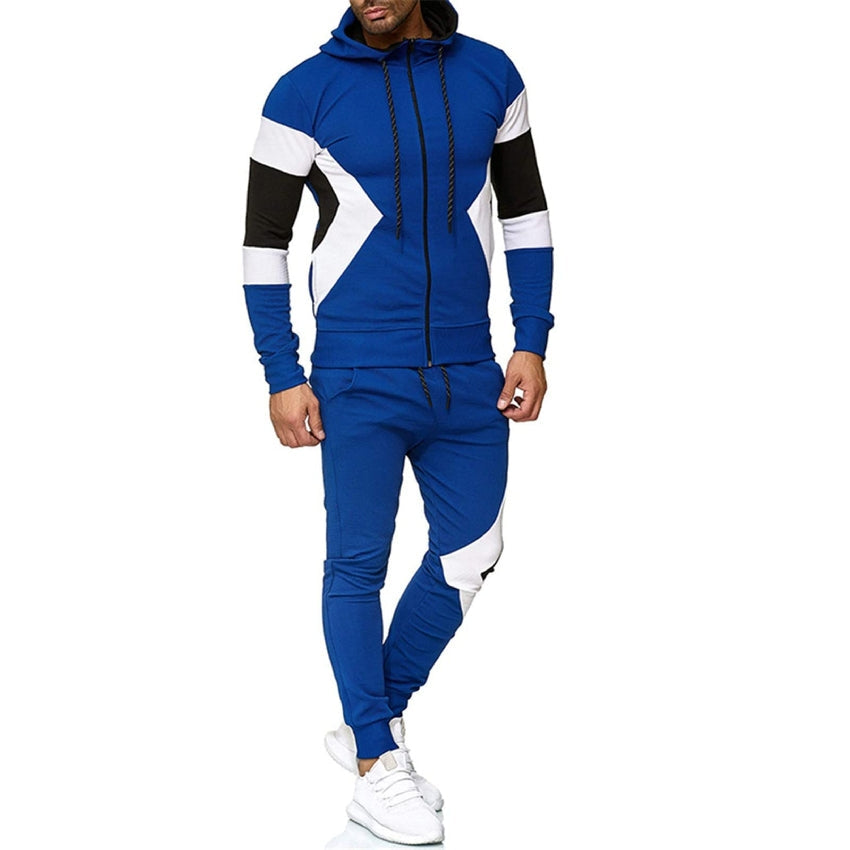 Men's Tracksuit Set, Colour Block Design in different colour, Hooded Sweatshirt with Matching Jogger Pants