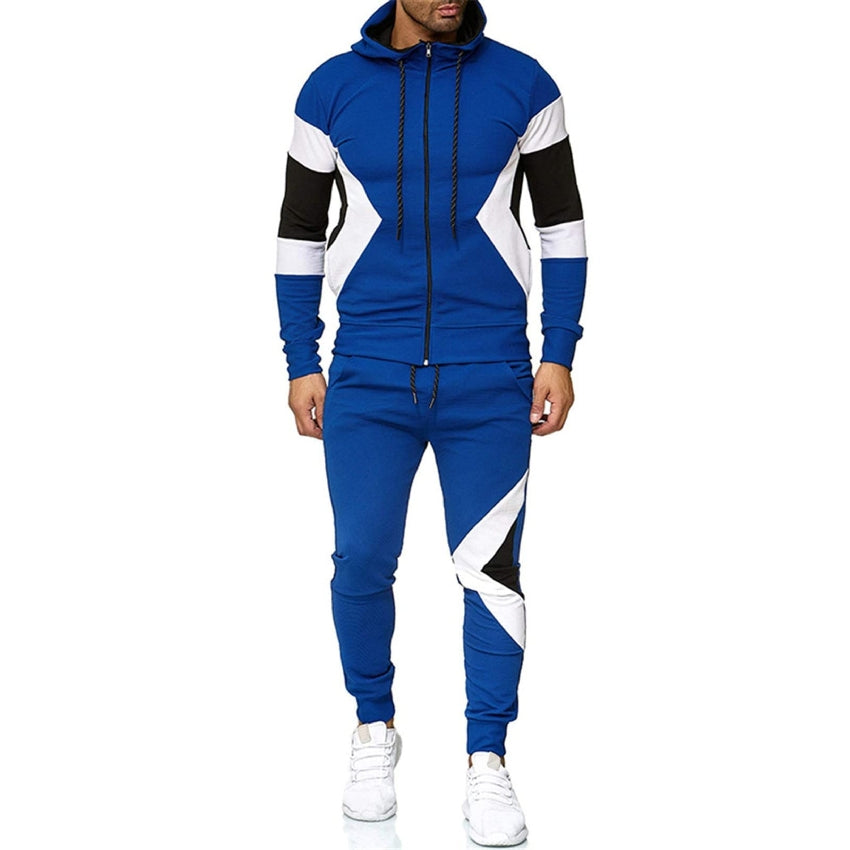Men's Tracksuit Set, Colour Block Design in different colour, Hooded Sweatshirt with Matching Jogger Pants