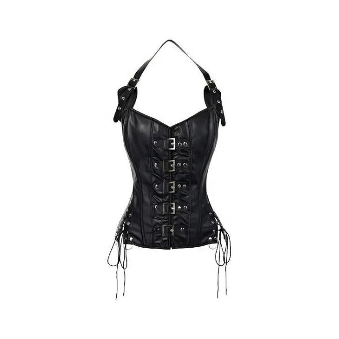 RAY'S Corsets for Women Faux Leather Corset Top Steampunk Corsets Zipper Bustier Pirate Costume