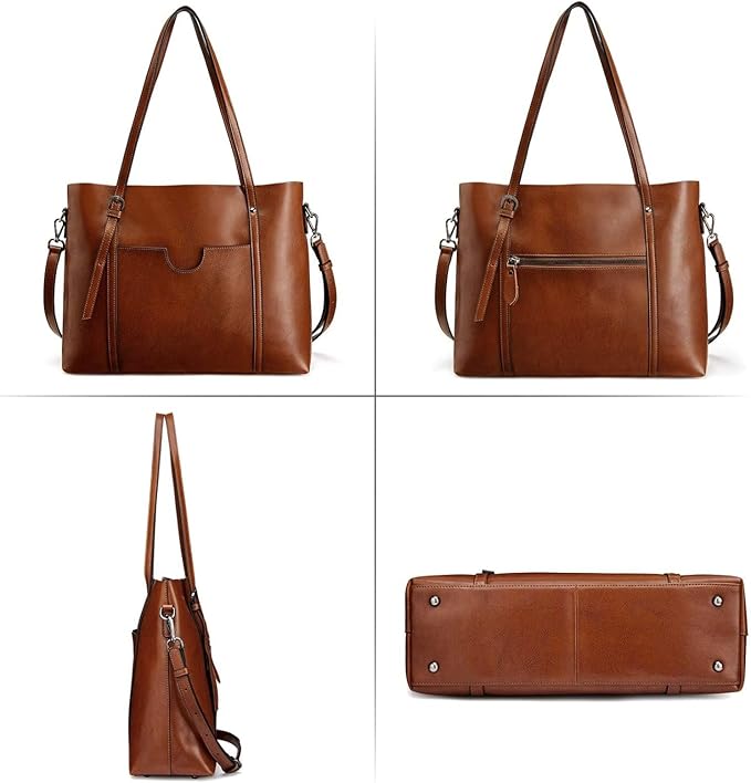 Ray's Large Capacity Cowhide Leather Shoulder Bag Purses Luxury Handbags for Women