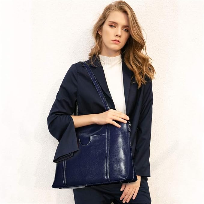 Ray's Large Capacity Cowhide Leather Shoulder Bag Purses Luxury Handbags for Women