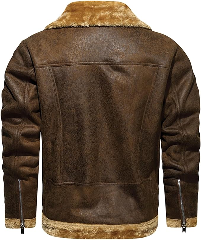 Ray's Leather Bomber Jackets For Men Real Sheepskin B3 Aviator Leather Jacket With Thick Shearling Sheepskin