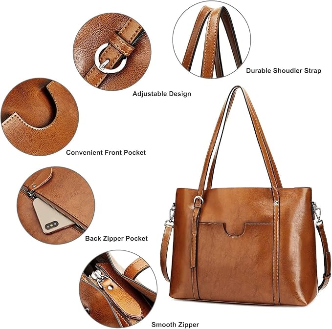 Ray's Large Capacity Cowhide Leather Shoulder Bag Purses Luxury Handbags for Women